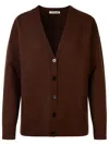 Jil Sander Womens Espresso V-neck Relaxed-fit Wool-bouclé Cardigan In Brown