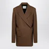 Jil Sander Brown Wool Double-breasted Jacket In Brown