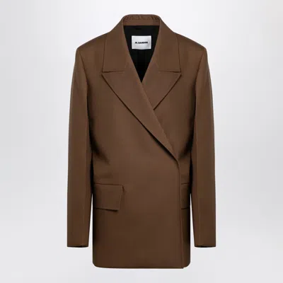 JIL SANDER JIL SANDER BROWN WOOL DOUBLE-BREASTED JACKET