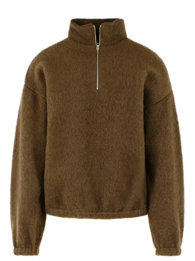 Jil Sander Brown Wool Fleece Sweatshirt