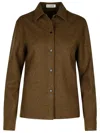 Jil Sander Wool Shirt With Collared Neck And Buttoned Cuffs In Brown