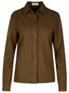 Jil Sander Wool Shirt With Collared Neck And Buttoned Cuffs In Brown