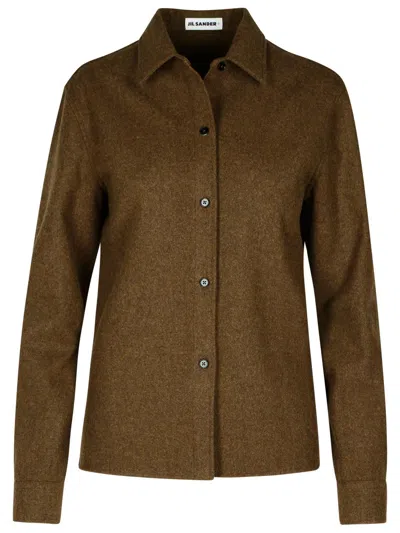 JIL SANDER JIL SANDER BROWN WOOL SHIRT