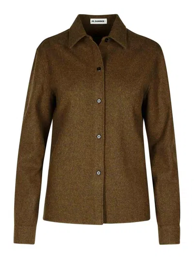 JIL SANDER BROWN WOOL SHIRT