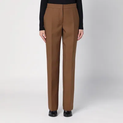 JIL SANDER BROWN WOOL TROUSERS
