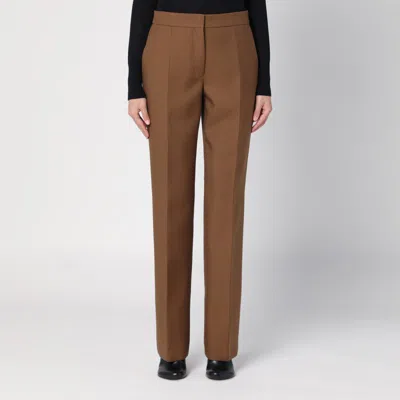 JIL SANDER BROWN WOOL TROUSERS