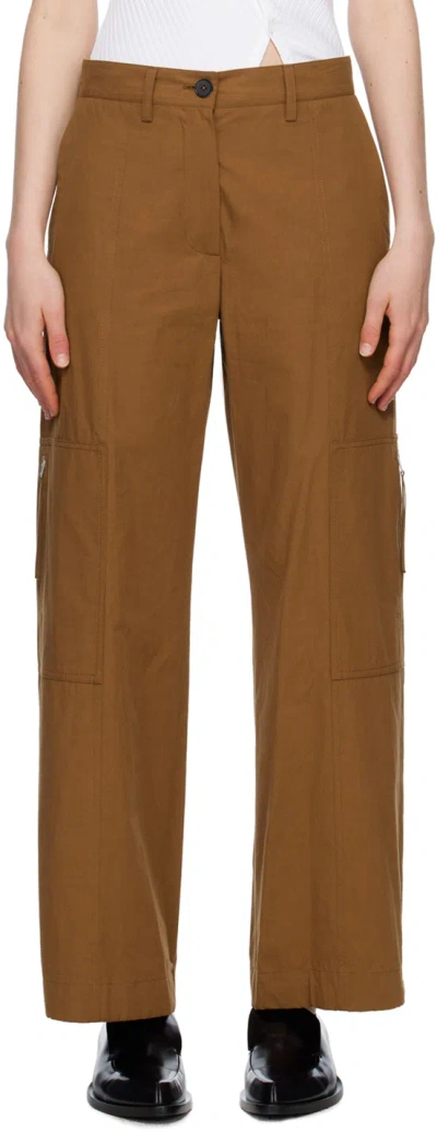Jil Sander Brown Zip Pocket Trousers In 224 Tobacco