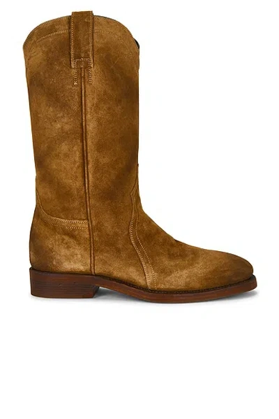 Jil Sander Distressed Suede Ankle Boots In Brown