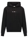 Jil Sander Relaxed Fit Black Cotton Hoodie With Logo Print In Black