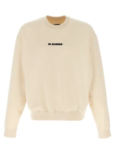 Jil Sander Brushed Cotton Sweatshirt In Neutral