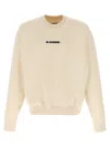 Jil Sander Crew Neck Sweatshirt With Signature Logo In Neutral