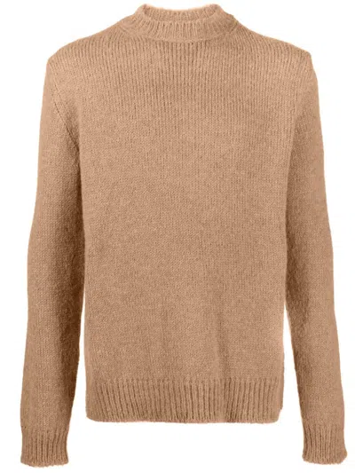 Jil Sander Brushed-effect Crew-neck Jumper In Brown