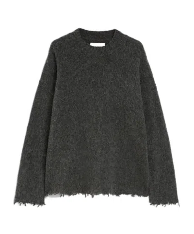 JIL SANDER BRUSHED FRAYED-HEM WOOL SWEATER