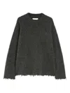 Jil Sander Brushed Frayed-hem Wool Sweater In Gray