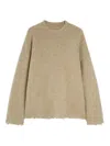 Jil Sander Brushed Frayed-hem Wool Sweater In Neutral