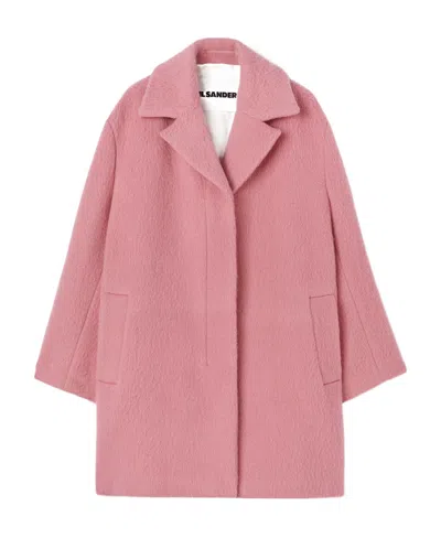 Jil Sander Brushed Knee-length Coat In Pink