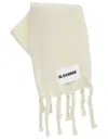 Jil Sander Off-white Wide Wool Blend Scarf In Yellow