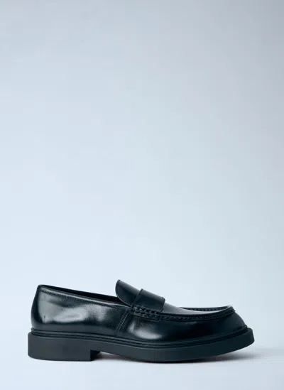 Jil Sander Brushed Leather Loafers In Black