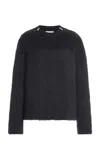 Jil Sander Brushed Wool-blend Crewneck Sweater In Black