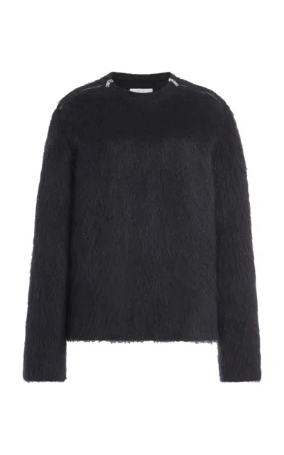 Jil Sander Brushed Wool-blend Crewneck Sweater In Black