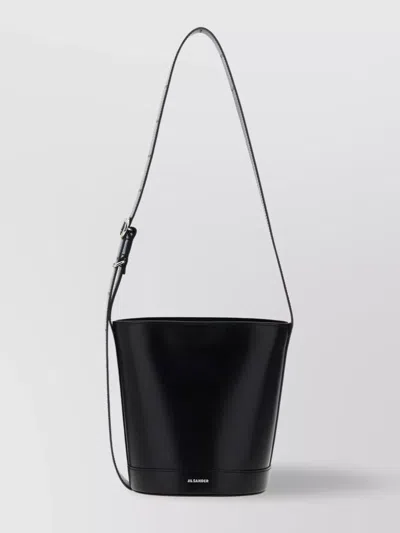 Jil Sander Bucket Shape Shoulder Bag With Adjustable Strap In Black