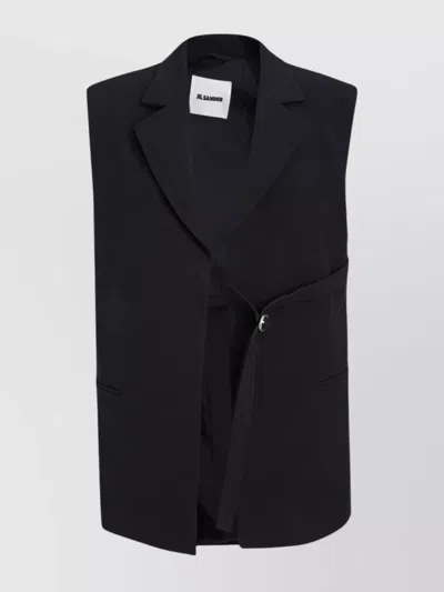 JIL SANDER BUCKLE LAPEL SLEEVELESS JACKETS