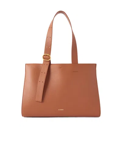 Jil Sander Cannolo Leather Shoulder Bag In Red