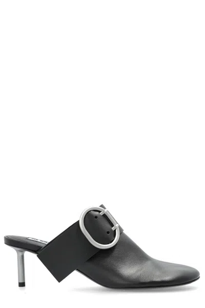 Jil Sander Buckled Heeled Mules In Black