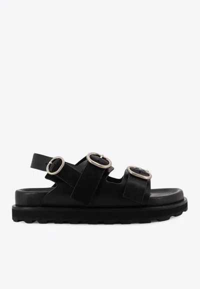 JIL SANDER BUCKLED LEATHER SANDALS