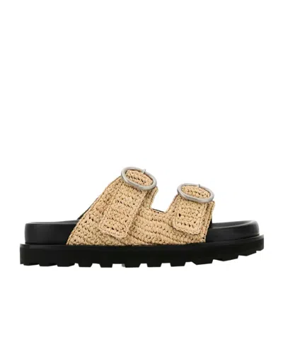 Jil Sander Crochet Slides In Beige