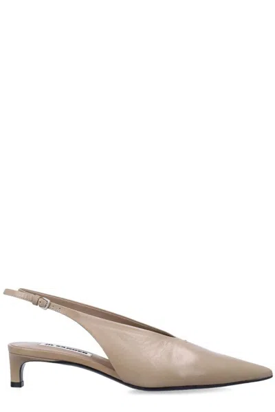 Jil Sander Buckled Slingbacks In Beige