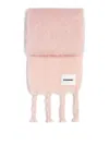 Jil Sander Fluffy Mohair Blend Scarf With Twisted Fringes In Pink