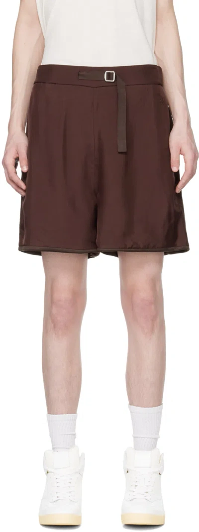 Jil Sander Burgundy & Brown Oversized Reversible Shorts In 208 Espresso