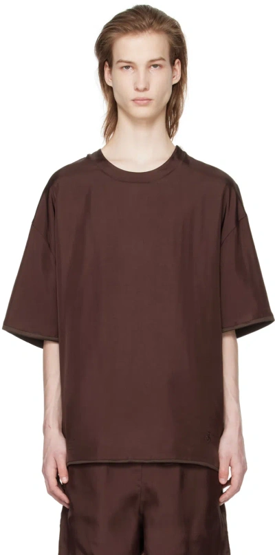 Jil Sander Burgundy & Brown Reversible T-shirt In 208 Espresso