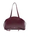 Jil Sander Medium Curved Shoulder Bag In Burgundy