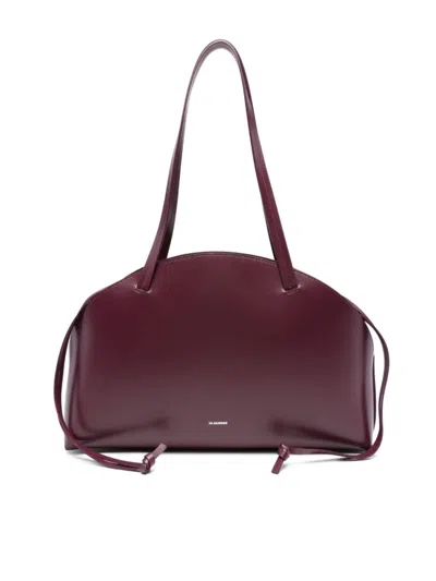 JIL SANDER BURGUNDY CURVE MEDIUM SHOULDER BAG
