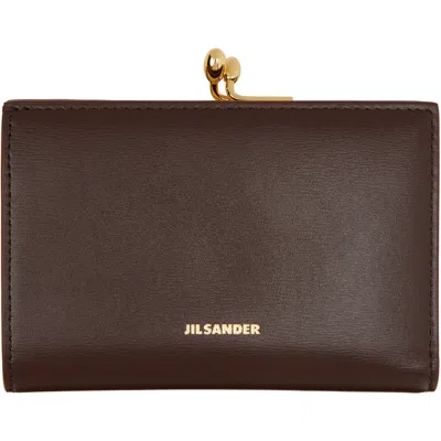 Jil Sander Burgundy Goji Purse Small Wallet In 205 Dark Earth