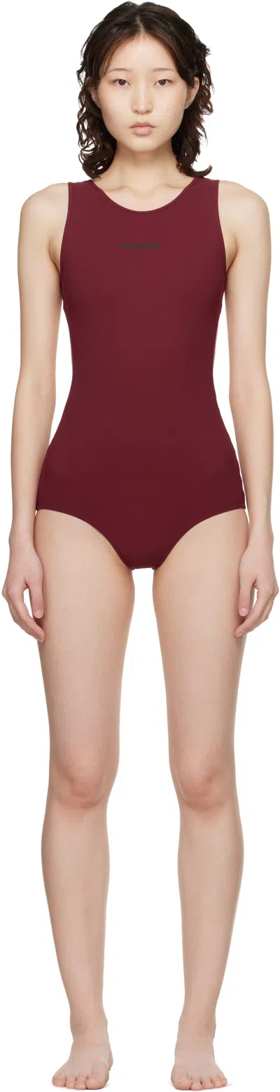 Jil Sander Burgundy Jersey Swimsuit