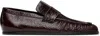 Jil Sander Burgundy Patent Leather Loafers In 205 Dark Earth