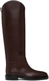 Jil Sander Burgundy Riding Tall Boots In 206 Sacher