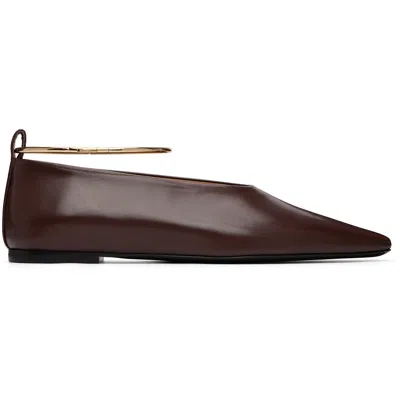 Jil Sander Burgundy Ring Ballerina Flats In Brown