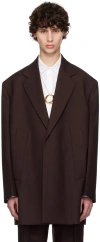 Jil Sander Burgundy Single-breasted Blazer In 601 Chocolate Plum