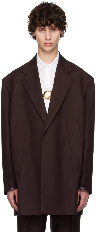 Jil Sander Burgundy Single-breasted Blazer In 601 Chocolate Plum
