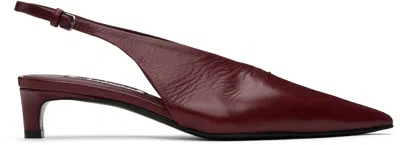 Jil Sander Burgundy Slingback Heels In 609 Chili Red
