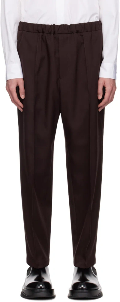 Jil Sander Burgundy Tapered Trousers In 601 Chocolate Plum