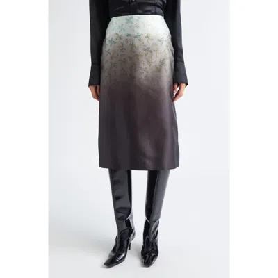 Jil Sander Burnt Bouquet Print Silk Midi Skirt In Multi