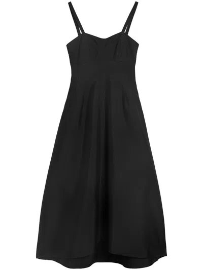 Jil Sander Techno Gabardine Bustier Dress In Black