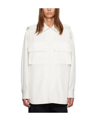 Jil Sander White Button Jacket In 100 - Optic White
