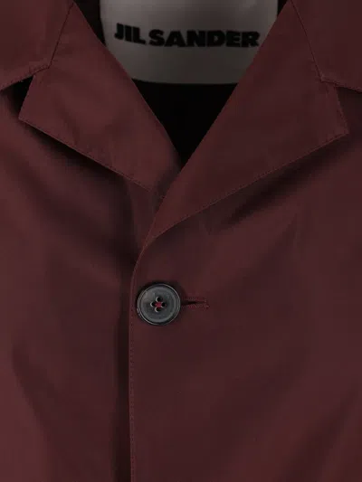 Jil Sander Button Coat In Burgundy