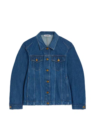 Jil Sander Button Denim Jacket In Blue